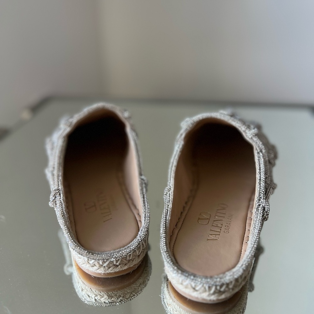 Like new VALENTINO GARAVANI Crystal-embellished linen espadrille mules $1,150 37 - Picture 10 of 13